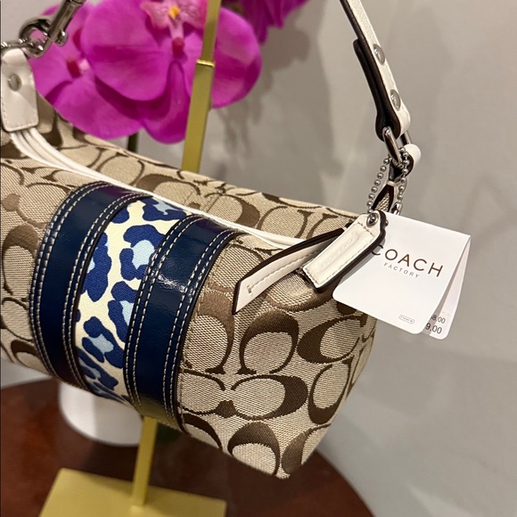 NWT y2k Pouchette Coach Brown and Blue leopard soho purse new signature white - Picture 2 of 7